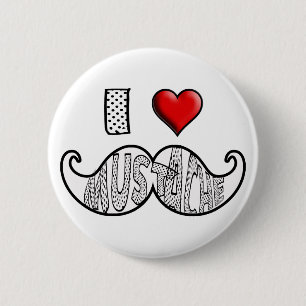 Badge Rond 5 Cm J'aime la moustache