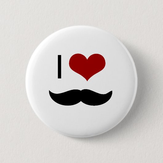 Badge Rond 5 Cm J'aime la moustache (Devant)