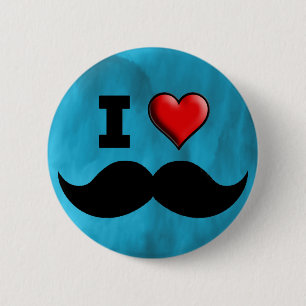 Badge Rond 5 Cm J'aime la moustache Stache de moustache