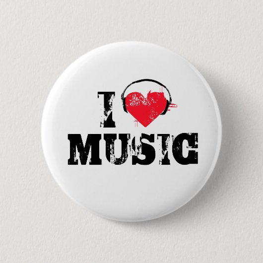 Badge Rond 5 Cm J'aime la musique (Devant)