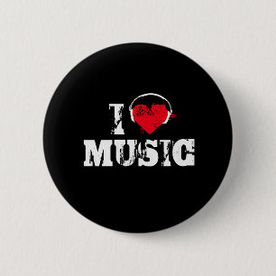 Badge Rond 5 Cm J'aime la musique