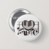 BADGE ROND 5 CM J'AIME LA MUSIQUE (Devant & derrière)