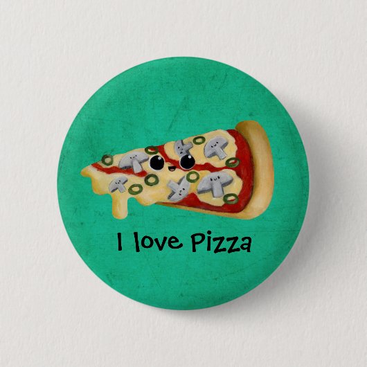 Badge Rond 5 Cm J'aime la pizza (Devant)