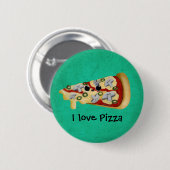 Badge Rond 5 Cm J'aime la pizza (Devant & derrière)