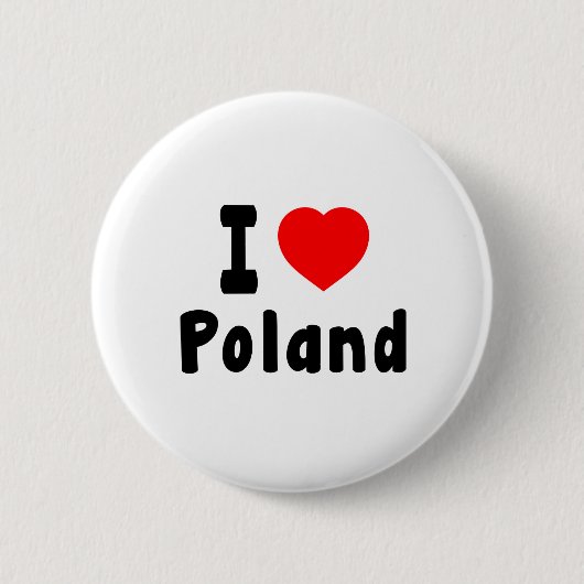Badge Rond 5 Cm J'aime la Pologne (Devant)