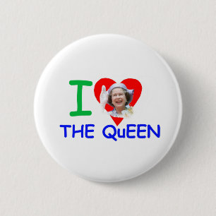 Badge Rond 5 Cm J'aime la reine - la Reine Elizabeth II