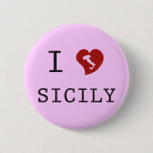 Badge Rond 5 Cm J'aime la Sicile (Devant)