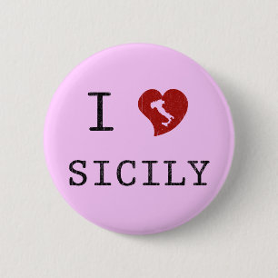 Badge Rond 5 Cm J'aime la Sicile