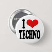Badge Rond 5 Cm J'aime la techno (Devant & derrière)