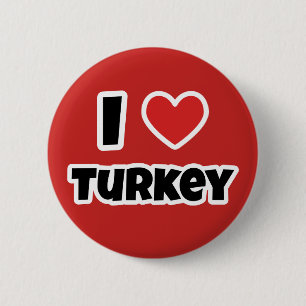 Badge Rond 5 Cm J'aime la Turquie