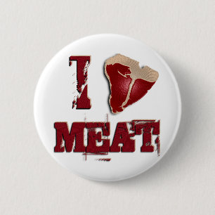 Badge Rond 5 Cm J'aime la viande