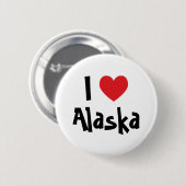 Badge Rond 5 Cm J'aime l'Alaska (Devant & derrière)