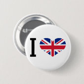 Badge Rond 5 Cm J'aime l'Angleterre (Devant & derrière)