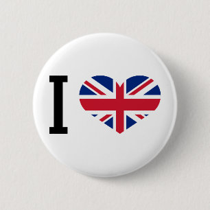 Badge Rond 5 Cm J'aime l'Angleterre