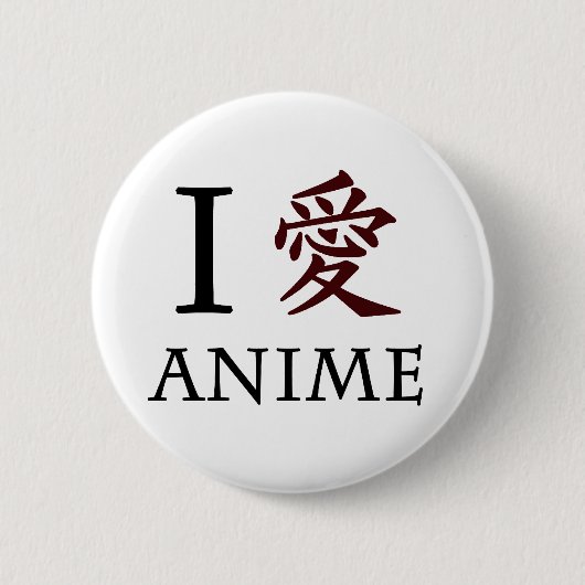 Badge Rond 5 Cm J'aime l'Anime (Devant)