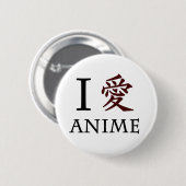 Badge Rond 5 Cm J'aime l'Anime (Devant & derrière)