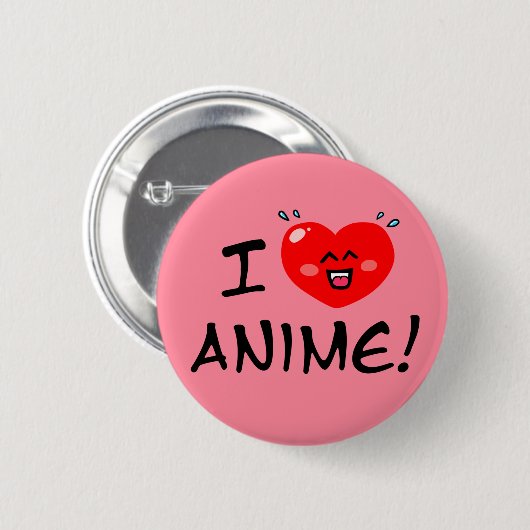 Badge Rond 5 Cm J'aime l'Anime (Devant & derrière)