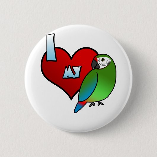 Badge Rond 5 Cm J'aime l'ara de mon Buffon (Devant)