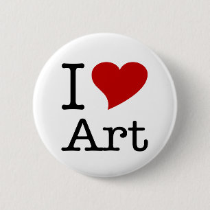 Badge Rond 5 Cm J'aime l'art (de coeur d'I)