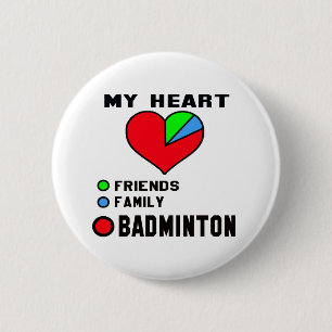 Badge Rond 5 Cm J'aime le badminton
