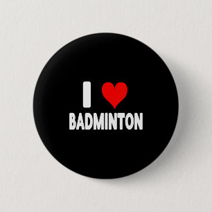 Badge Rond 5 Cm J'aime le badminton - Cœur Mignon Drôle Sports