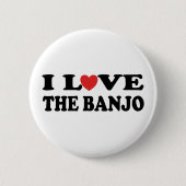 Badge Rond 5 Cm J'aime le banjo (Devant)