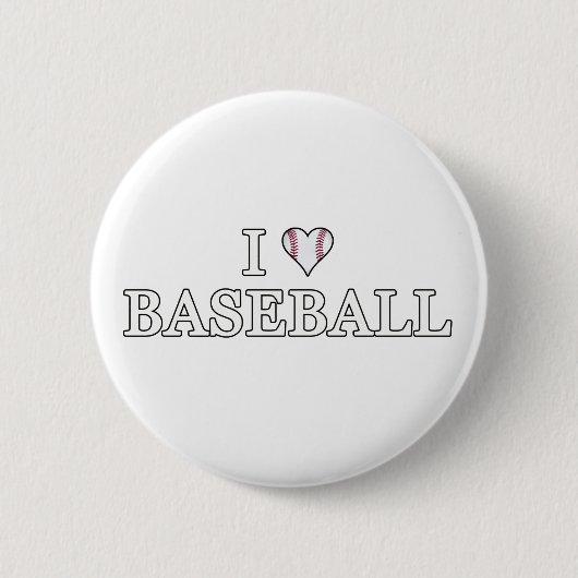 Badge Rond 5 Cm J'Aime Le Baseball (Devant)