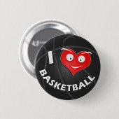 Badge Rond 5 Cm J'aime le basket-ball (Devant & derrière)