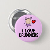 Badge Rond 5 Cm J'aime le bouton de batteurs (Devant & derrière)