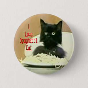 Badge Rond 5 Cm J'aime le bouton de chat de spaghetti