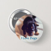 Badge Rond 5 Cm J'aime le bouton de chiens (Devant & derrière)