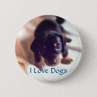 Badge Rond 5 Cm J'aime le bouton de chiens