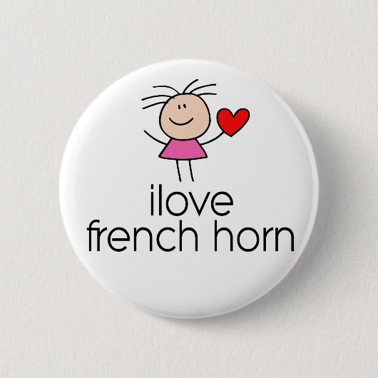 Badge Rond 5 Cm J'aime le bouton de cor de harmonie (Devant)