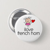 Badge Rond 5 Cm J'aime le bouton de cor de harmonie (Devant & derrière)