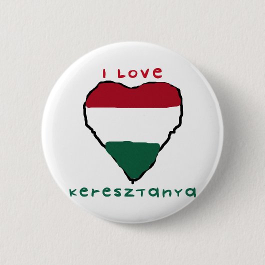 Badge Rond 5 Cm J'aime le bouton de Keresztanya (Devant)