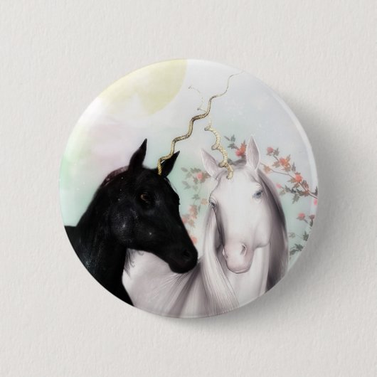 Badge Rond 5 Cm J'aime le bouton de licornes (Devant)
