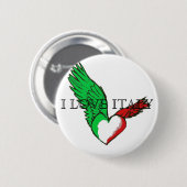 Badge Rond 5 Cm J'AIME le bouton de l'ITALIE (Devant & derrière)