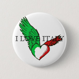 Badge Rond 5 Cm J'AIME le bouton de l'ITALIE