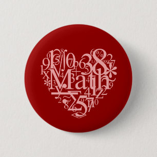 Badge Rond 5 Cm J'aime le bouton de maths