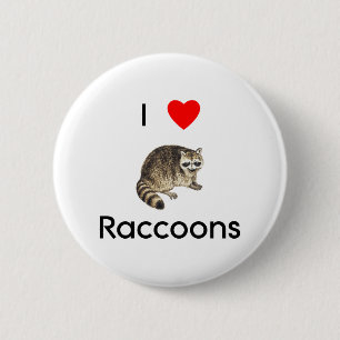 Badge Rond 5 Cm J'aime le bouton de ratons laveurs