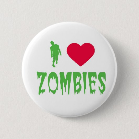 Badge Rond 5 Cm J'AIME le bouton de ZOMBIS (Devant)