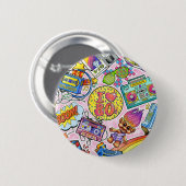 Badge Rond 5 Cm J'aime le bouton des années 80 ! (Devant & derrière)