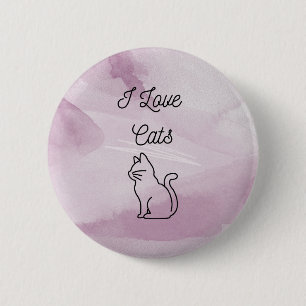 Badge Rond 5 Cm J'aime le bouton des chats