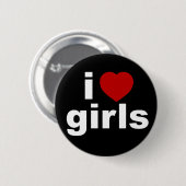 Badge Rond 5 Cm J'aime le bouton noir de filles (Devant & derrière)