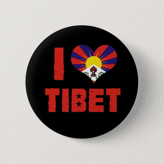 Badge Rond 5 Cm J'aime le bouton Tibet (Devant)