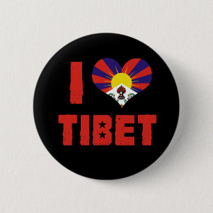 Badge Rond 5 Cm J'aime le bouton Tibet