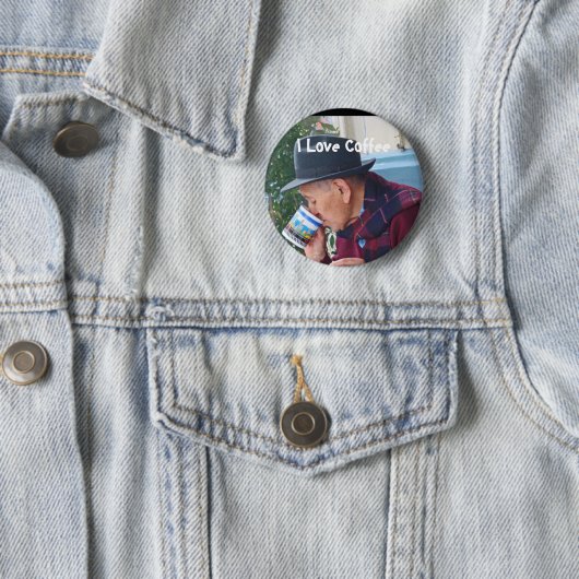 Badge Rond 5 Cm J'aime le café (En situation)