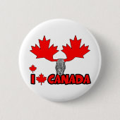 Badge Rond 5 Cm J'aime le Canada (Devant)