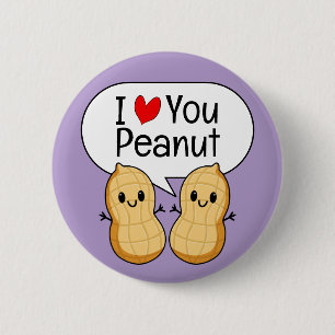 Badge Rond 5 Cm J'Aime Le Coeur, Arachide