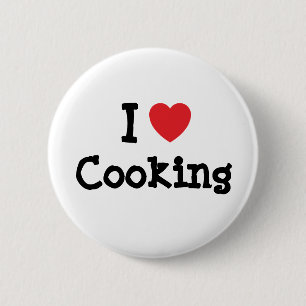 Badge Rond 5 Cm J'aime le coeur de Cuisine personnalisé
